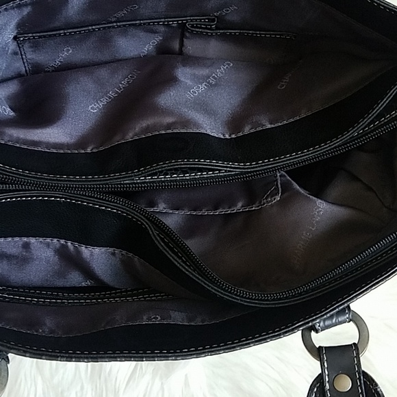 Charlie Lapson Lather Tote Black - Picture 5 of 5